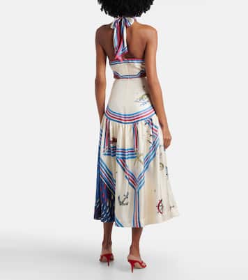 Bedrucktes Midikleid Apollo aus Seide | Alémais