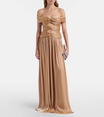 Cutout Lurex georgette gown | Costarellos