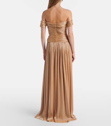 Cutout Lurex georgette gown | Costarellos
