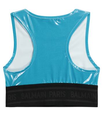 Metallic crop top | Balmain Kids