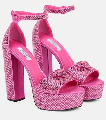 Verzierte Plateausandalen aus Satin | Prada