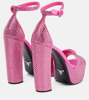 Verzierte Plateausandalen aus Satin | Prada