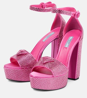 Verzierte Plateausandalen aus Satin | Prada