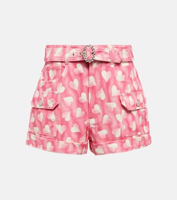 Heart-print high-rise denim shorts | Alessandra Rich