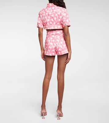 Heart-print high-rise denim shorts | Alessandra Rich