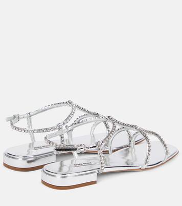 Embellished leather sandals | Miu Miu