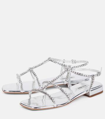 Embellished leather sandals | Miu Miu