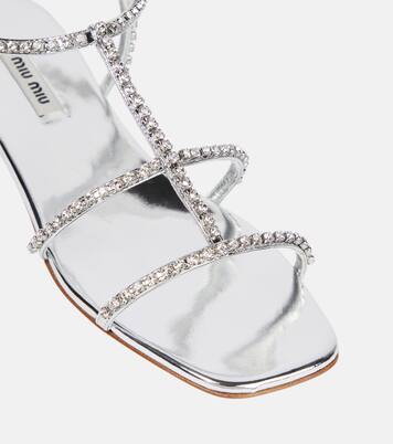 Embellished leather sandals | Miu Miu