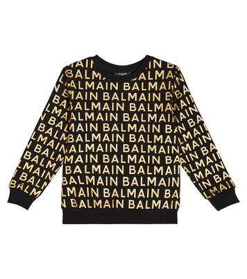 Logo printed cotton sweatshirt | Balmain Kids
