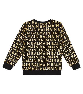 Logo printed cotton sweatshirt | Balmain Kids