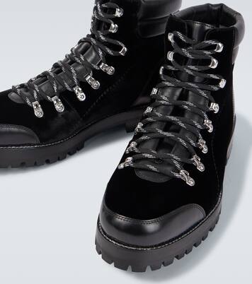 Janka leather-trimmed velvet lace-up boots | Manolo Blahnik