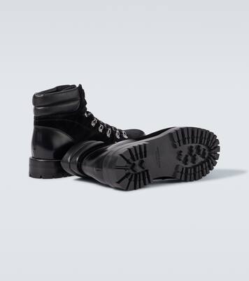 Janka leather-trimmed velvet lace-up boots | Manolo Blahnik