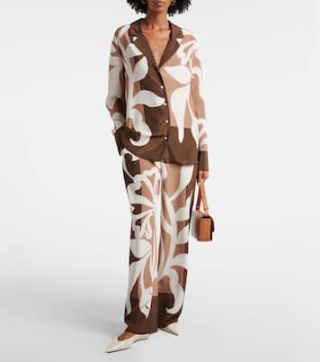 Pantalon ample Portia imprimé en satin de soie | SIR