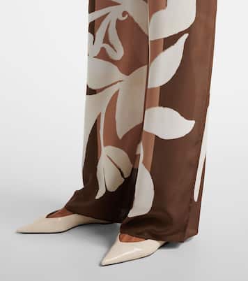Pantalon ample Portia imprimé en satin de soie | SIR