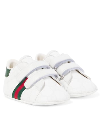Baby leather-trimmed booties | Gucci Kids