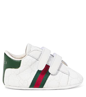 Baby leather-trimmed booties | Gucci Kids