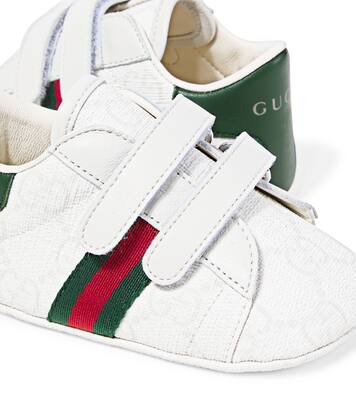 Baby leather-trimmed booties | Gucci Kids
