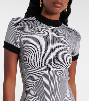 Morphing Pinstripe jacquard jersey minidress | Jean Paul Gaultier