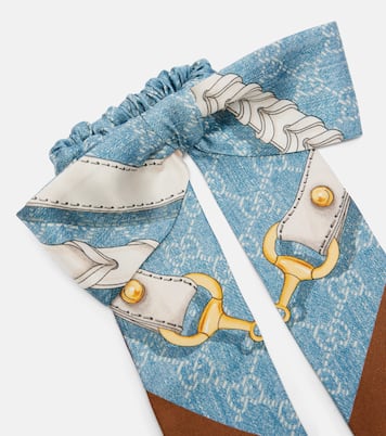 Scrunchie Horsebit in twill di seta con stampa | Gucci
