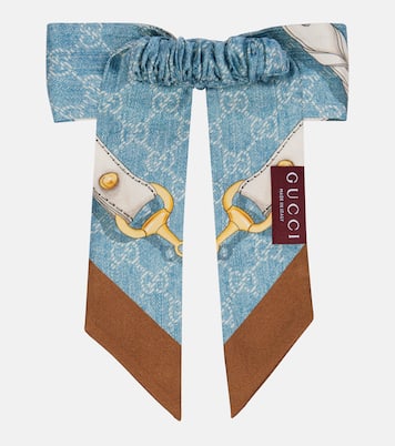 Scrunchie Horsebit in twill di seta con stampa | Gucci