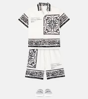 Majolica logo cotton piqué shirt | Dolce&Gabbana Kids