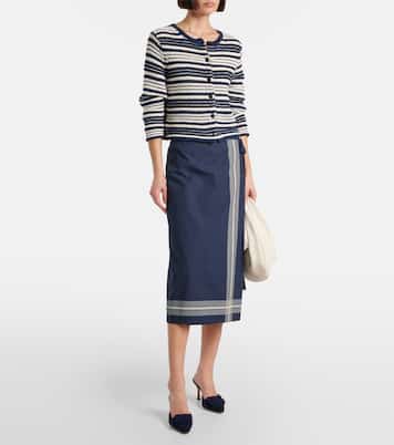 Striped cotton wrap skirt | Vince