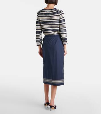 Striped cotton wrap skirt | Vince