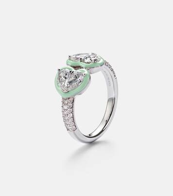 Bague en or blanc 18 ct, émail et diamants  | Kamyen
