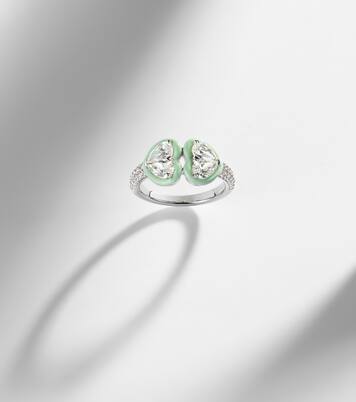 Bague en or blanc 18 ct, émail et diamants  | Kamyen