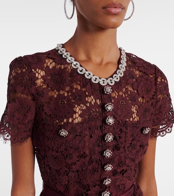 Belted lace and satin maxi dress  | Self-Portrait