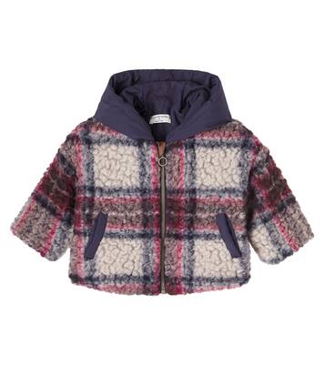 Baby Hans checked wool-blend teddy jacket | 1 + in the Family