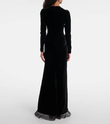 Ruched silk-trimmed asymmetric velvet gown | Alessandra Rich