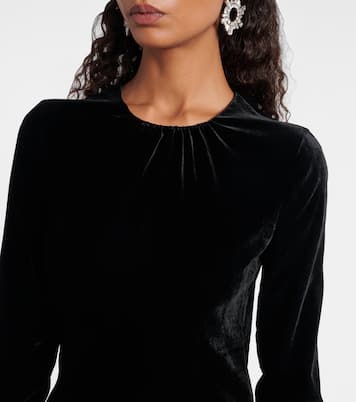 Ruched silk-trimmed asymmetric velvet gown | Alessandra Rich