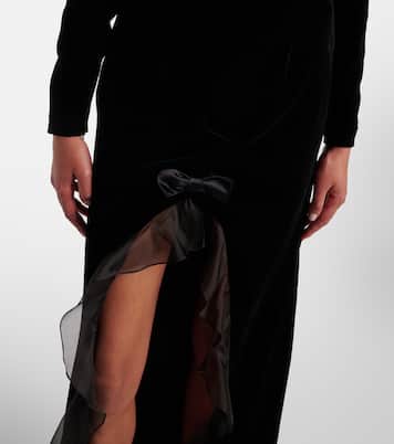 Ruched silk-trimmed asymmetric velvet gown | Alessandra Rich