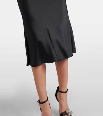 Draped off-shoulder satin midi dress | McQueen