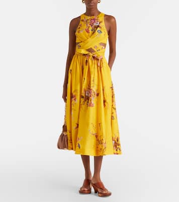 Patience floral cutout linen midi dress | Zimmermann