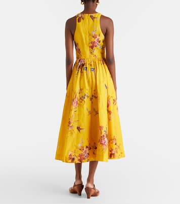 Patience floral cutout linen midi dress | Zimmermann