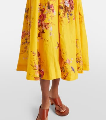 Patience floral cutout linen midi dress | Zimmermann
