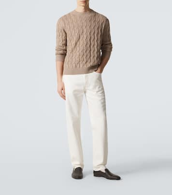 Cable-knit linen, cashmere, and silk sweater | Zegna