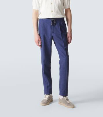 Linen, wool and silk tapered pants | Slowear