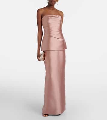 Lucille strapless satin gown | Solace London