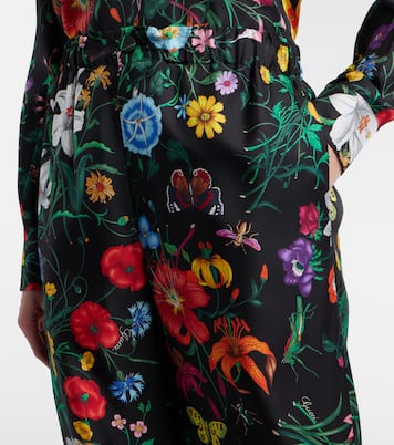 Pantalones anchos de sarga de seda | Gucci