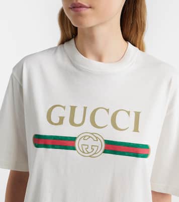 Camiseta de jersey de algodón y seda con logo | Gucci