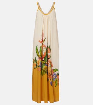 Hilo Stripes beaded floral cotton maxi dress | Farm Rio