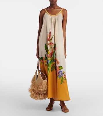 Hilo Stripes beaded floral cotton maxi dress | Farm Rio