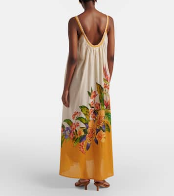 Hilo Stripes beaded floral cotton maxi dress | Farm Rio