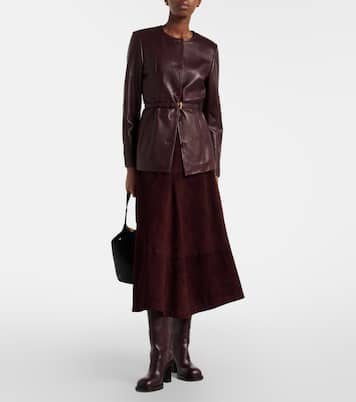 Jupe midi Opera en cuir | Nour Hammour