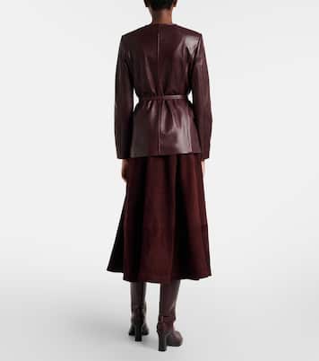 Jupe midi Opera en cuir | Nour Hammour