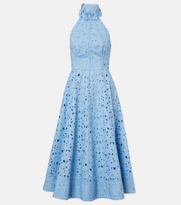 Robe midi Nuvola en coton à broderie anglaise | Rebecca Vallance