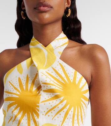 Top court Ivy en lin imprimé  | Cala de la Cruz